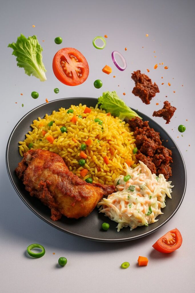 fried rice with ingredient drop